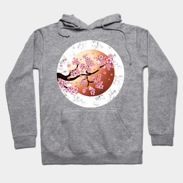 Blooming Sakura Branch on rose gold sun Hoodie by AnnArtshock